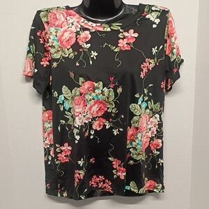 Floral Black Top